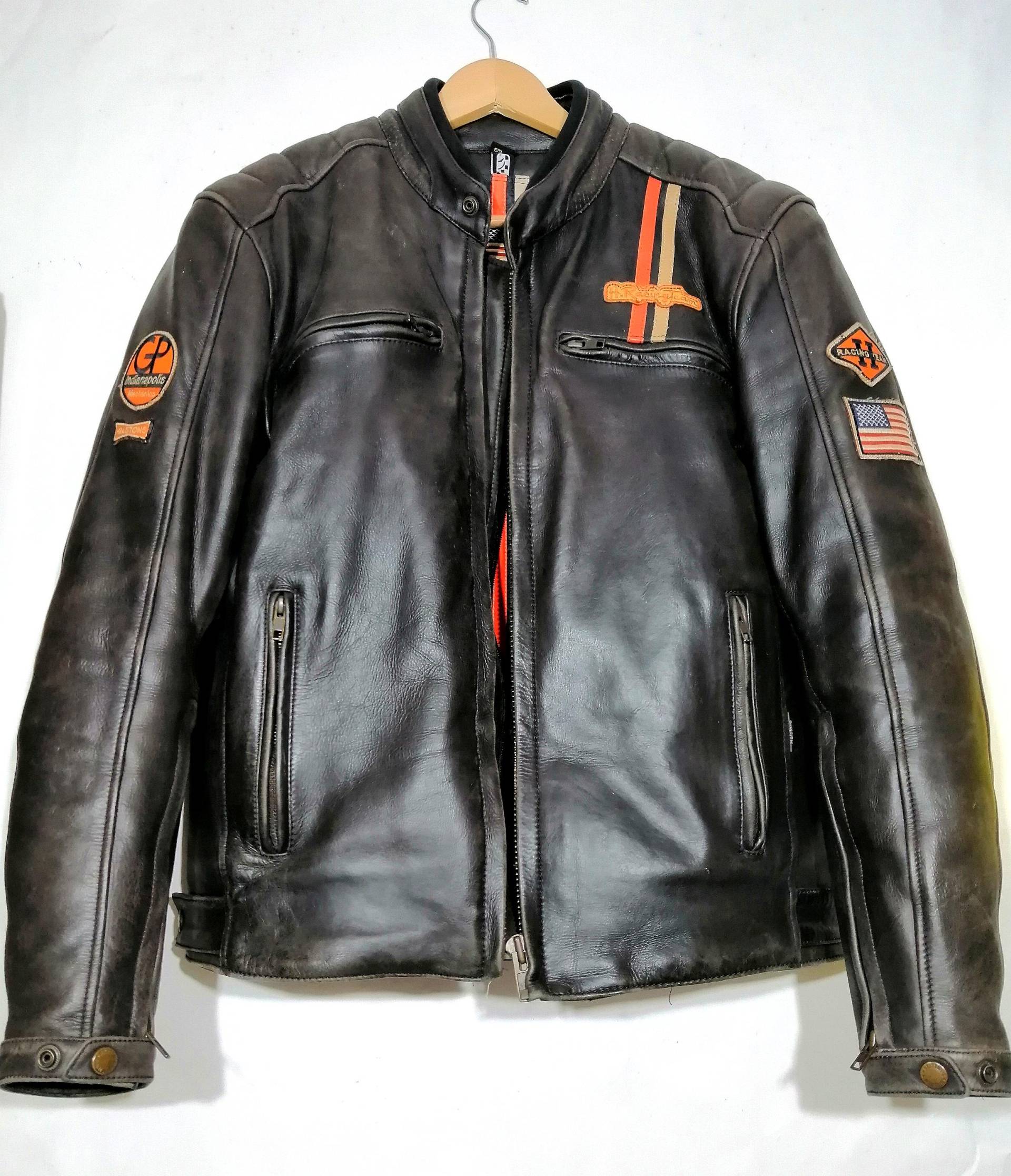 Second Hand Wonderful Helston's Custom Vintage Style Motorcycle Jacket Size L For Men von MotardGermany