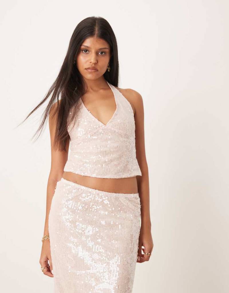 Motel - Cosio - Neckholder-Oberteil in Rosa mit Pailletten, Kombiteil von Motel