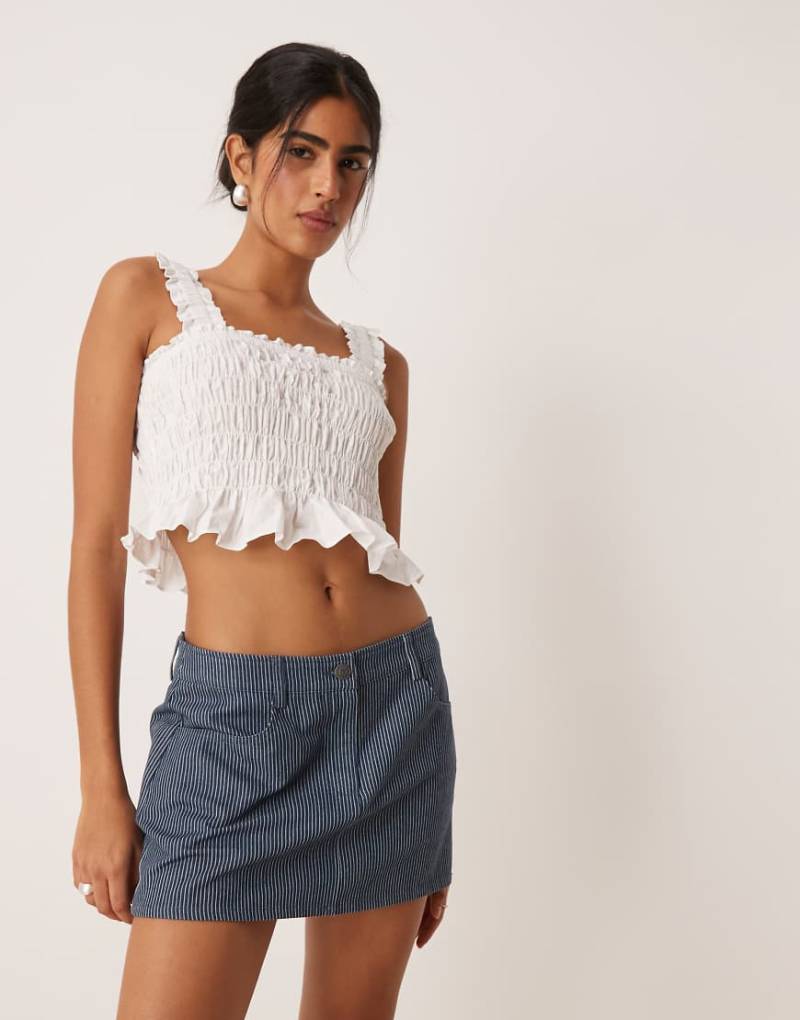 Motel - Gestreifter A-Linien-Minirock in Blau von Motel