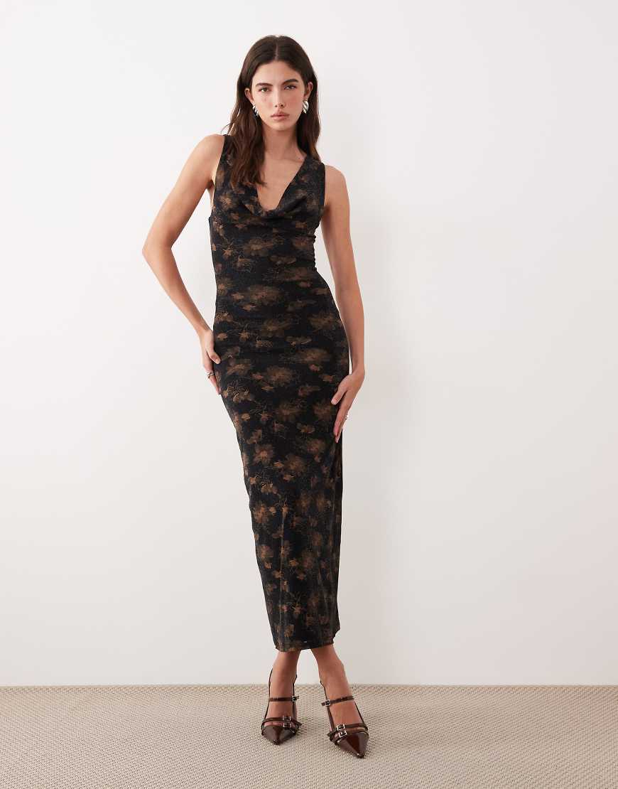 Motel - Minso - Maxikleid in Schwarz-Bronze von Motel