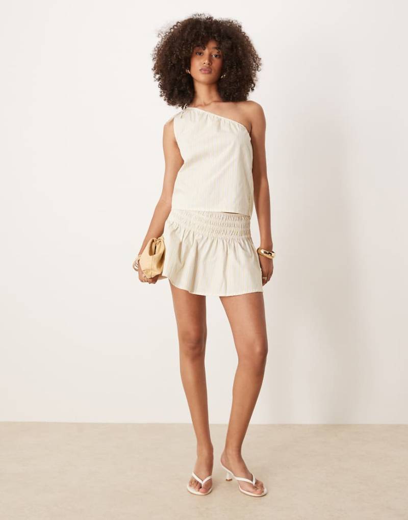 Motel - Nelesi - Minirock mit Bonbonstreifen in Zitronengelb, Kombiteil von Motel