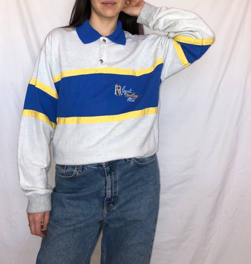 Vintage Color Block Polo Sweatshirt, Grösse M von MothLabVintage
