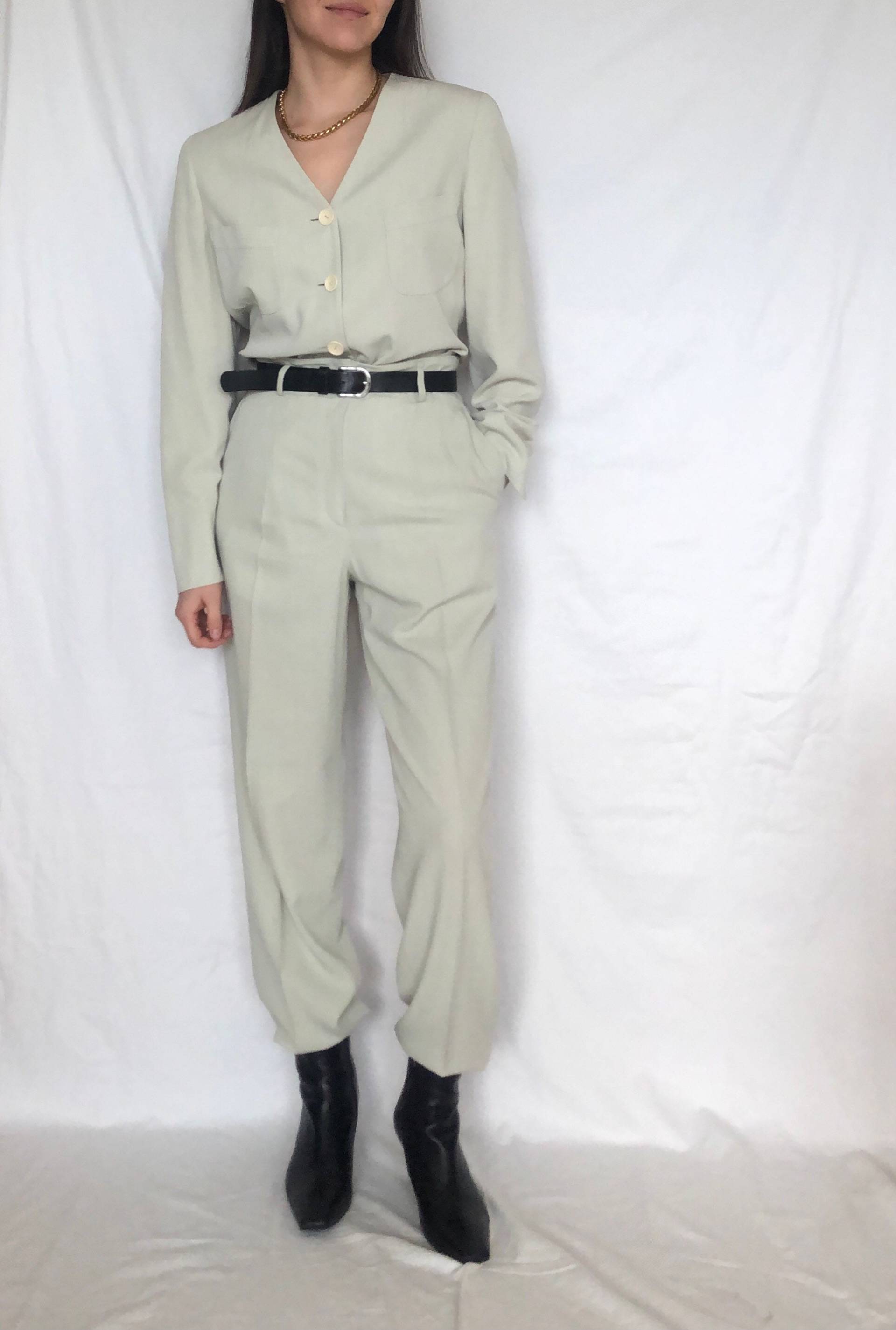 Vintage Jil Sander Wollanzug, High Waist Hose & Rock, Größe 40 von MothLabVintage