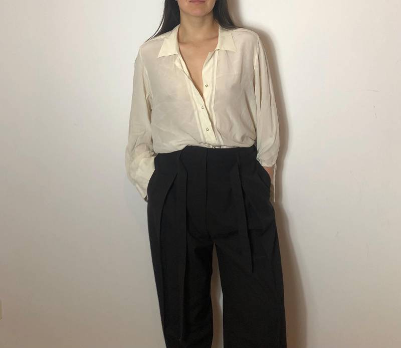 Vintage Reine Seide Hemd Bluse Gr. L von MothLabVintage