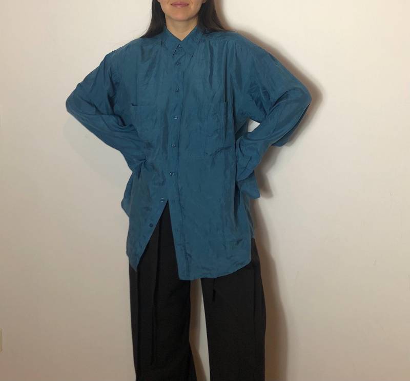 Vintage Reine Seide Hemd Vintage Bluse Gr. Xl-Xxl von MothLabVintage