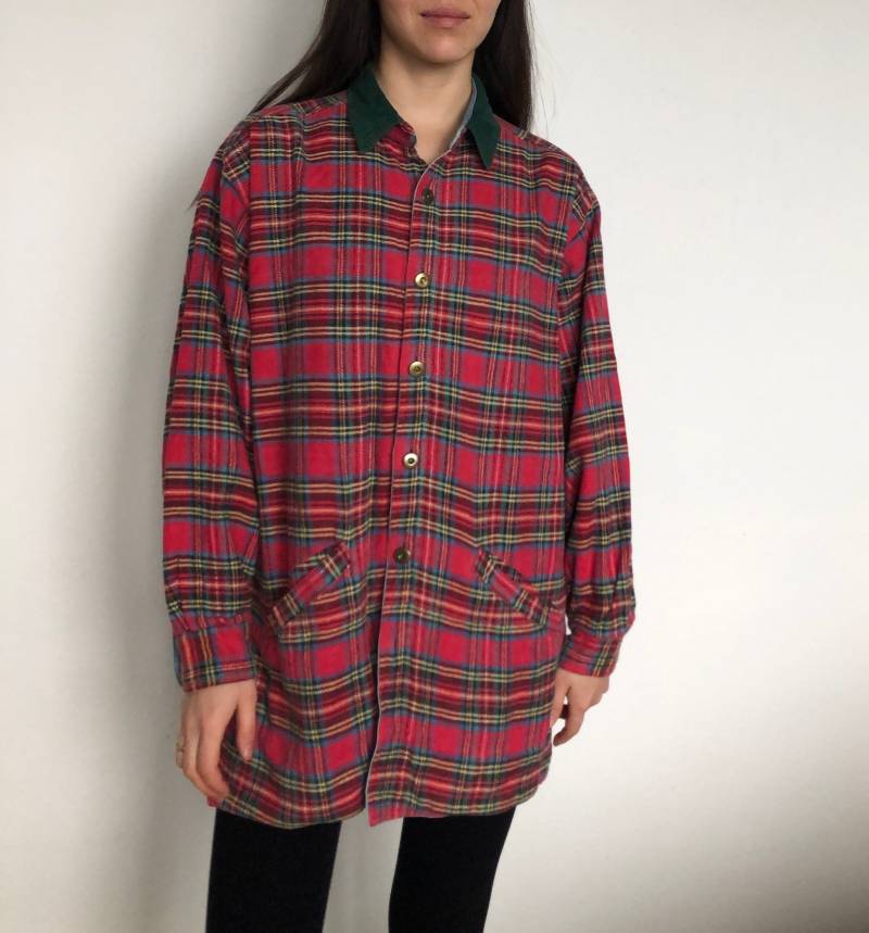 Vintage Reversible Karo Print Jeansjacke Overshirt von MothLabVintage