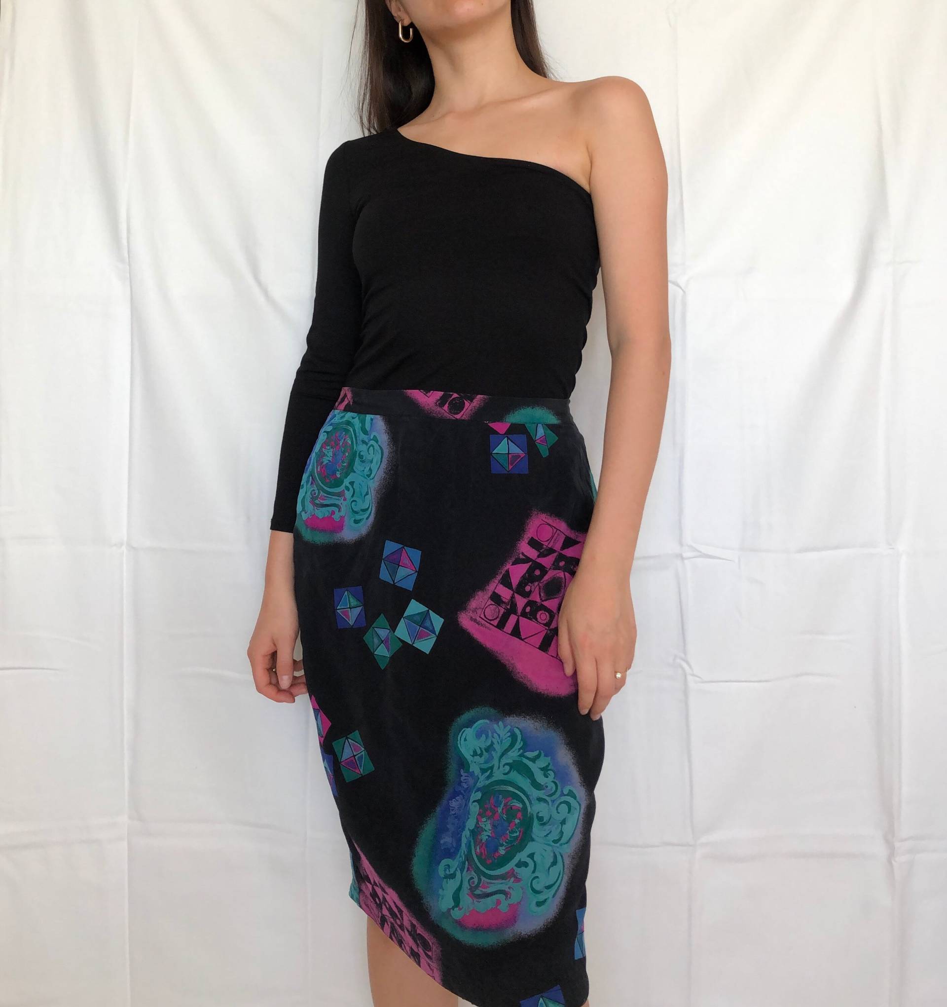 Vintage Seidenrock Crazy Muster Midi Rock Vintage Seidenrock Crazy Muster Midi Rock von MothLabVintage