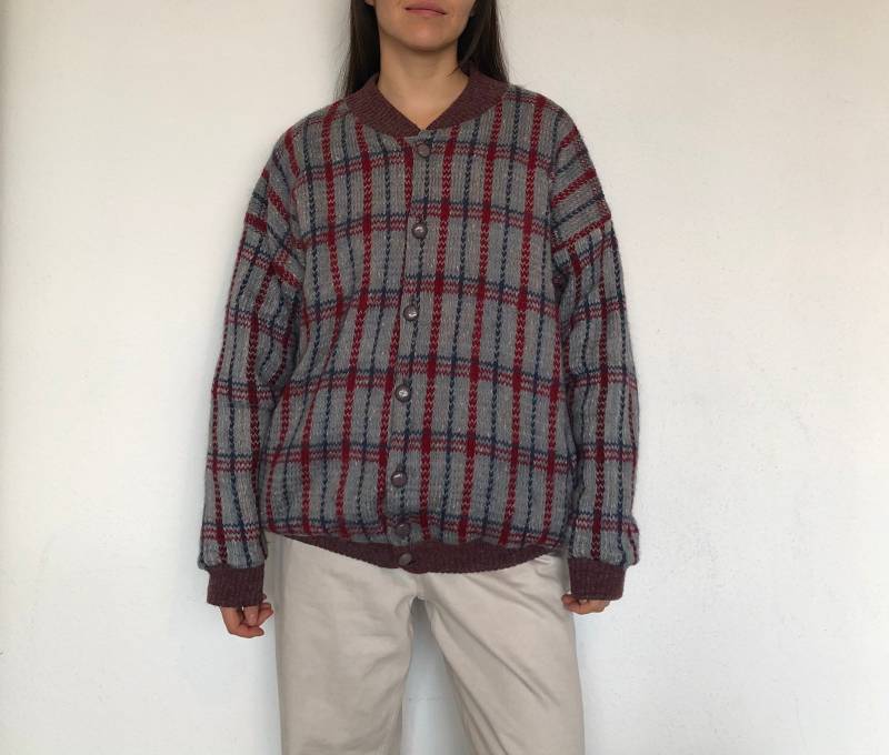 Vintage Strickjacke Warme Paisley Print Innenfutter Gr. L von MothLabVintage