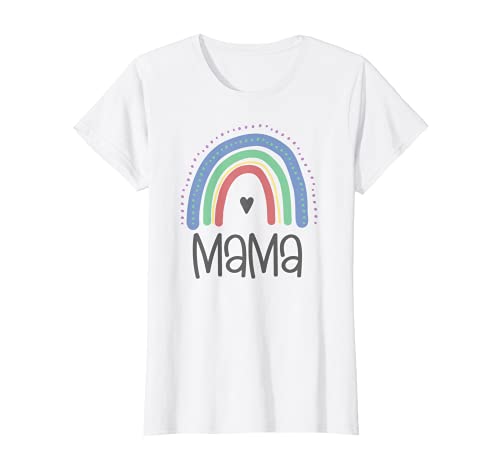 Damen Süße Mama Mini passende Mutter Tochter Pastell Regenbogen T-Shirt von Mother Daughter Matching Set Rainbow Mom Mini