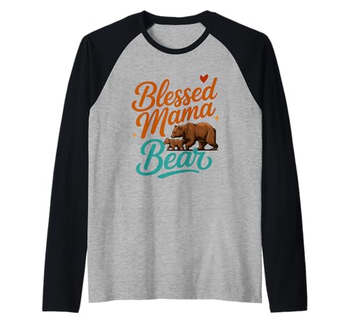 Motiv „Gesegnete Mama Bärenmutter“ Raglan von Mother Design That Says Blessed Mama Bear