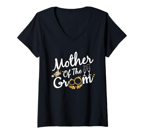 Damen Mutter des Bräutigams Mutter Geschenke für Hochzeit oder Junggesellenabschied T-Shirt mit V-Ausschnitt Damen Mutter des Bräutigams Mutter Geschenke für Hochzeit oder Junggesellenabschied T-Shirt mit V-Ausschnitt von Mother Of The Groom Funny Wedding Matching Gifts