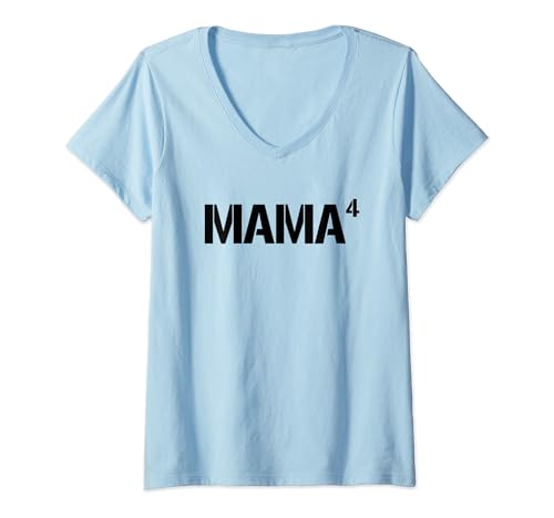 Mama von 4, Mutter von vier Kindern, Lustig, Muttertag Mama T-Shirt mit V-Ausschnitt von Mother's Day Gifts by Art Like Wow