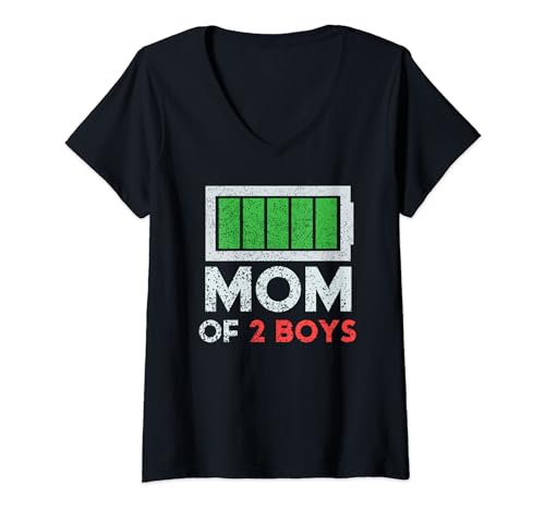 Damen Mutter von 2 Jungen vom Sohn Muttertag Geburtstag T-Shirt mit V-Ausschnitt von Mother's Day