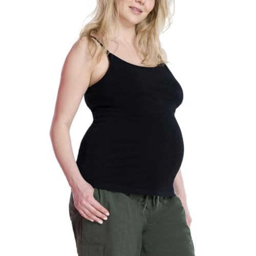 Motherhood Maternity Damen Clip Down Nursing Tank Top with Adjustable Straps for Breastfeeding Trägershirt/Cami Shirt, Schwarz, Mittel von Motherhood Maternity