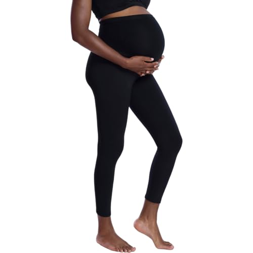 Motherhood Maternity Damen Leggins mit geheimer Passform, Stretch, volle Länge Leggings, Schwarz, Groß von Motherhood Maternity