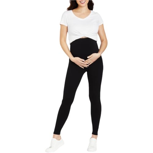 Motherhood Maternity Damen Leggins mit geheimer Passform, Stretch, volle Länge Leggings, Schwarz, Groß von Motherhood Maternity
