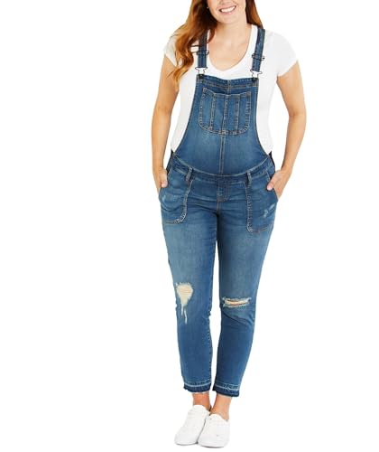 Motherhood Maternity Damen Side Panel Skinny Ankle Length Denim Overalls Jeans, Medium Wash, X-Groß von Motherhood Maternity