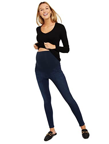 Motherhood Maternity Damen Super Stretch Secret Fit Over The Belly Skinny Ankle Length Indigo Blue Jeans, Dunkle Waschung, M von Motherhood Maternity