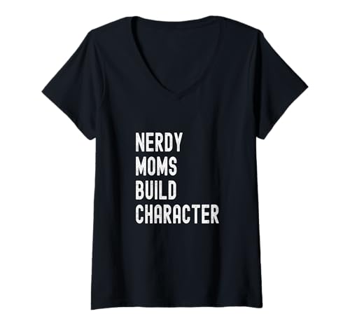 Damen Nerdy Moms Build Charakter T-Shirt mit V-Ausschnitt von Motherhood
