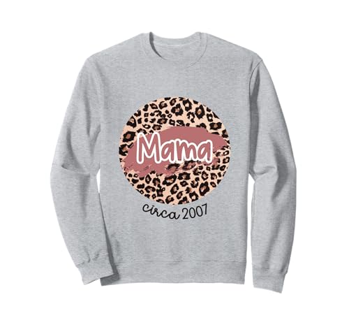 Mama Circa 2007 Established Leopard Print Muttertag Sweatshirt von Motherly Love Designs
