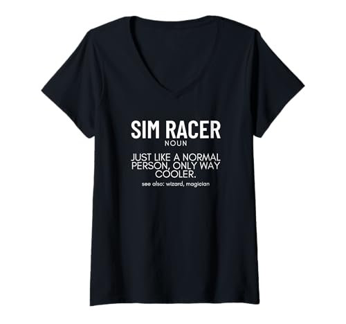 Damen SIM Racer Definition Stolzes lustiges SIM-Rennen T-Shirt mit V-Ausschnitt Damen SIM Racer Definition Stolzes lustiges SIM-Rennen T-Shirt mit V-Ausschnitt von Motion Racing Simulator Designs For Simracing Fans
