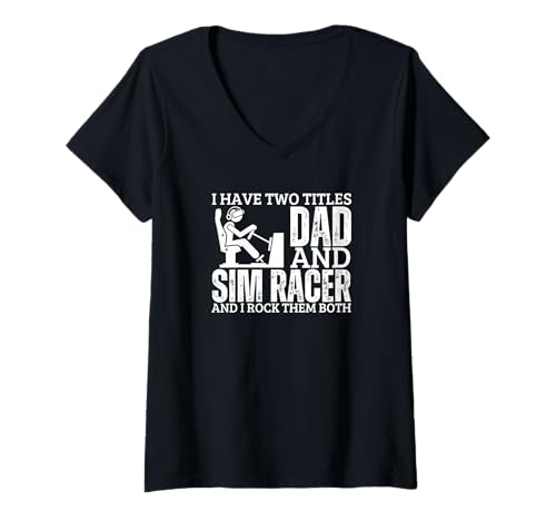 Damen SIM Racer and Dad Proud Men Lustiges SIM-Rennen T-Shirt mit V-Ausschnitt Damen SIM Racer and Dad Proud Men Lustiges SIM-Rennen T-Shirt mit V-Ausschnitt von Motion Racing Simulator Designs For Simracing Fans