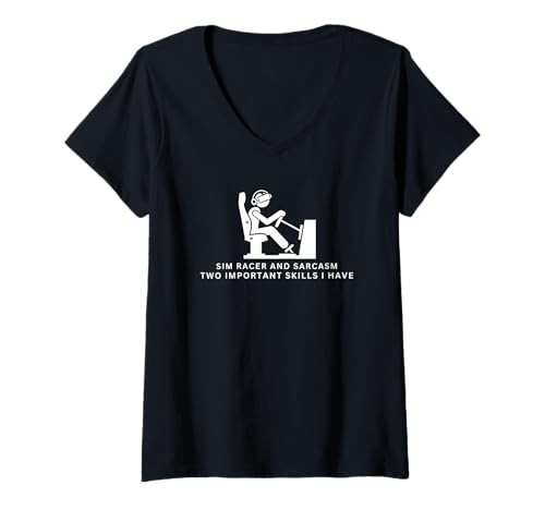 Damen SIM Racer und Sarcasm Funny SIM Racing T-Shirt mit V-Ausschnitt Damen SIM Racer und Sarcasm Funny SIM Racing T-Shirt mit V-Ausschnitt von Motion Racing Simulator Designs For Simracing Fans