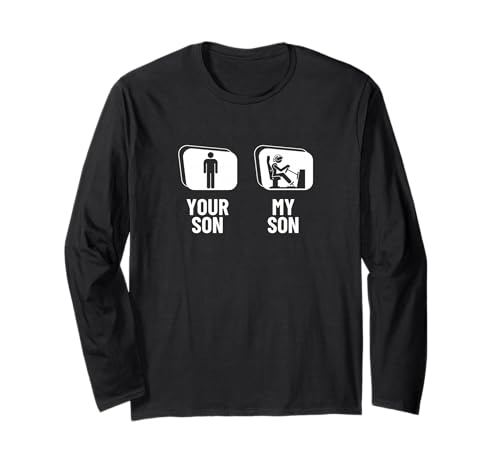 SIM Racer Dein Sohn Mein Sohn Papa Mama Lustiges SIM-Rennen Langarmshirt SIM Racer Dein Sohn Mein Sohn Papa Mama Lustiges SIM-Rennen Langarmshirt von Motion Racing Simulator Designs For Simracing Fans
