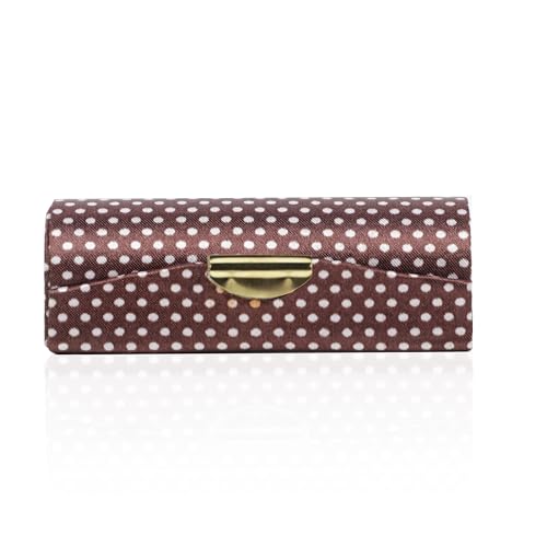 Motique Accessories Kleines Lippenstift-Etui für Damen, gepunktet, mit Spiegel-Geldbörse, braun, M von Motique Accessories