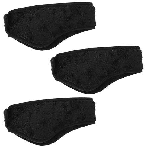 Motique Accessories Ohrwärmer aus Plüsch, Kopfwickel mit Verschluss, Winter-Ohrenschützer, Schwarz, 3 Stück von Motique Accessories