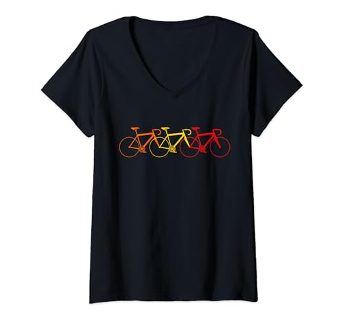 Damen Vintage Fahrrad Cooles Rennrad Retro Bike Radsport T-Shirt mit V-Ausschnitt Damen Vintage Fahrrad Cooles Rennrad Retro Bike Radsport T-Shirt mit V-Ausschnitt von Motiv Fahrräder Vintage Biker Radfahren