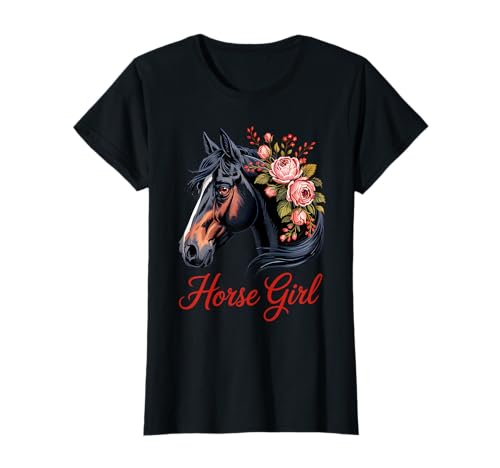 Schwarzes Pferd Rappe Süßes Motiv Mädchen Stall und Reiten T-Shirt Schwarzes Pferd Rappe Süßes Motiv Mädchen Stall und Reiten T-Shirt von Motiv Mädchen Stall und Reiten