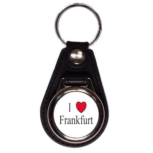 MotivMonster - I Love Frankfurt - Schlüsselanhänger mit Einkaufswagenchip - Handmade - aus Kunstleder mit magnetischem Chip - Anhänger mit Einkaufschip von MotivMonster