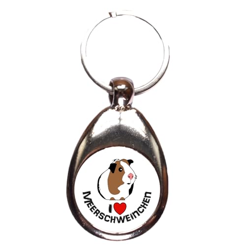 MotivMonster - I love Meerschweinchen - Schlüsselanhänger mit Einkaufswagenchip - Handmade - aus Metall mit magnetischem Chip - Anhänger mit Einkaufschip von MotivMonster