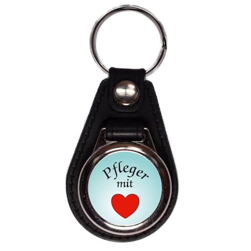 MotivMonster – Pfleger mit Herz - Schlüsselanhänger mit Einkaufswagenchip - Handmade - aus Kunstleder mit magnetischem Chip - Anhänger mit Einkaufschip von MotivMonster