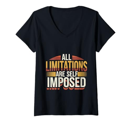 Damen All Limitations Are Self imposed - T-Shirt mit V-Ausschnitt Damen All Limitations Are Self imposed - T-Shirt mit V-Ausschnitt von Motivation Bekleidung