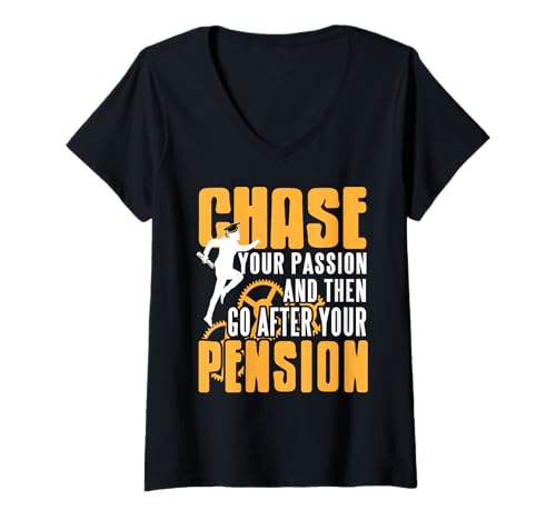 Damen Verfolge Deine Leidenschaft Und Dann Die Rente T-Shirt mit V-Ausschnitt Damen Verfolge Deine Leidenschaft Und Dann Die Rente T-Shirt mit V-Ausschnitt von Motivation Für Karrierewechsel Und Träume