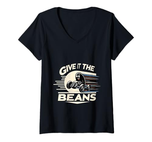 Damen Give It The Beans Energetische Motivation |- T-Shirt mit V-Ausschnitt Damen Give It The Beans Energetische Motivation |- T-Shirt mit V-Ausschnitt von Motivation Kraftstoffschub