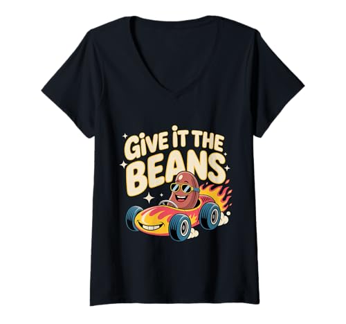 Damen Give It The Beans Energetische Motivation |- T-Shirt mit V-Ausschnitt Damen Give It The Beans Energetische Motivation |- T-Shirt mit V-Ausschnitt von Motivation Kraftstoffschub