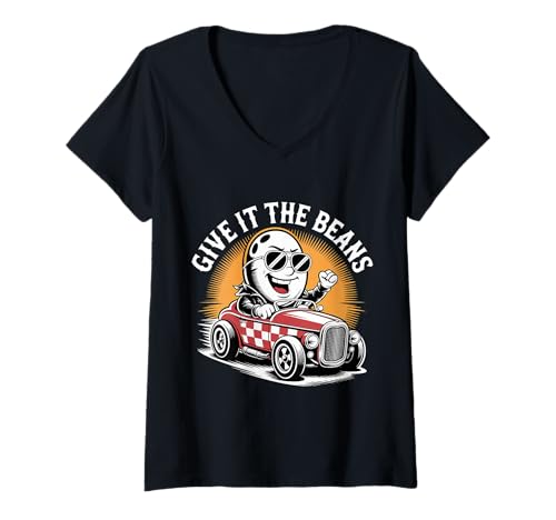 Damen Give It The Beans Energetische Motivation - T-Shirt mit V-Ausschnitt Damen Give It The Beans Energetische Motivation - T-Shirt mit V-Ausschnitt von Motivation Kraftstoffschub
