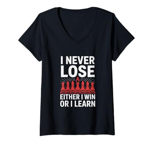Damen Inspirationszitat I Never Lose Either I Win Or I Learn T-Shirt mit V-Ausschnitt Damen Inspirationszitat I Never Lose Either I Win Or I Learn T-Shirt mit V-Ausschnitt von Motivation Quote