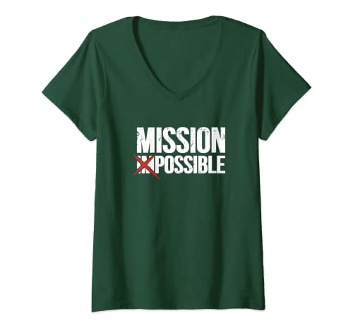 Damen Mission Possible Spruch Zitat Inspirational Religious T-Shirt mit V-Ausschnitt Damen Mission Possible Spruch Zitat Inspirational Religious T-Shirt mit V-Ausschnitt von Motivation Spirit Gift