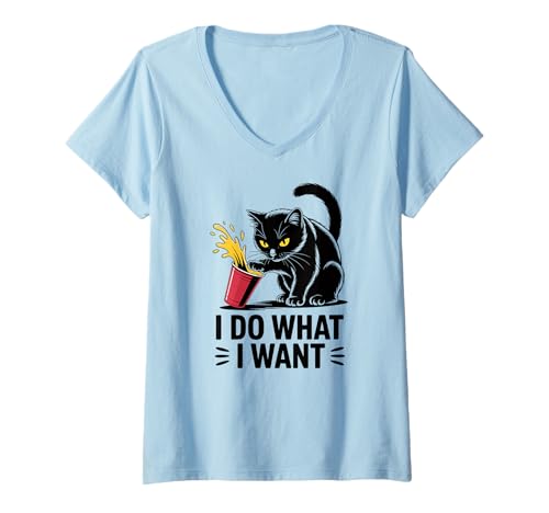 Damen I do What I Want T-Shirt mit V-Ausschnitt von Motivation Success Fun Survive Blanket Pillow