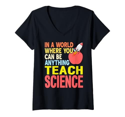 Damen Ermutige Kinder Wissenschaft zu unterrichten T-Shirt mit V-Ausschnitt von Motivation für Lehrer und Klassenzimmer