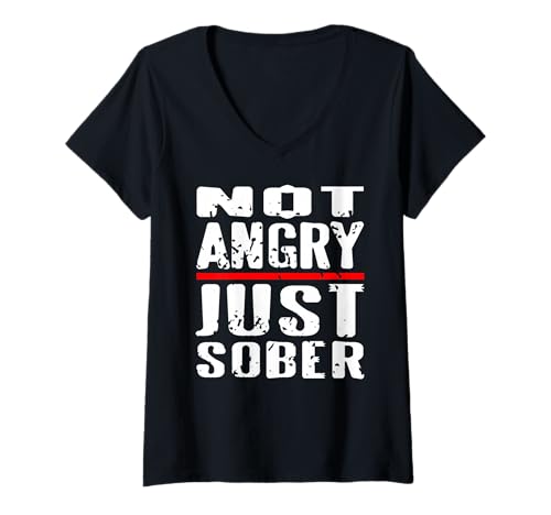 Damen Nicht Wütend Nur Nüchtern Lustiges Spruch T-Shirt mit V-Ausschnitt Damen Nicht Wütend Nur Nüchtern Lustiges Spruch T-Shirt mit V-Ausschnitt von Motivation für Suchtfrei und Stärke