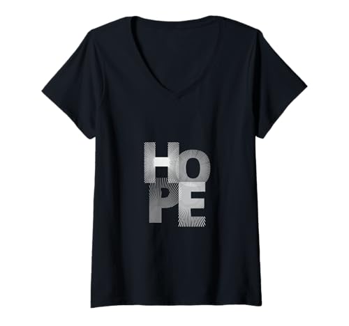 Damen Modernes Hope Outfit – Motivierende Typografie T-Shirt mit V-Ausschnitt von Motivation