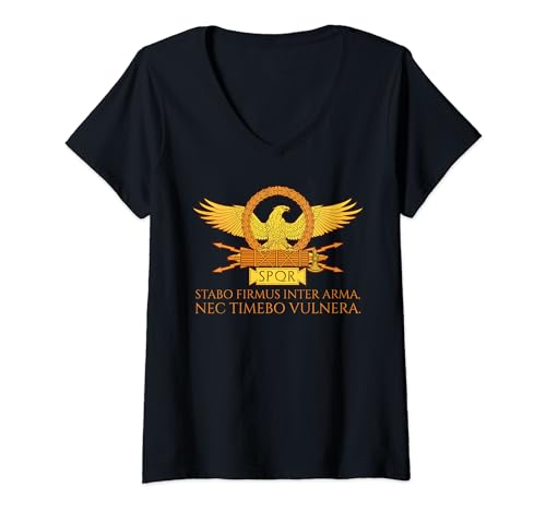 Damen Motivierende lateinische Sprache – antiker römischer Legionärer Adler T-Shirt mit V-Ausschnitt von Motivational Ancient Rome & Latin Language Gifts