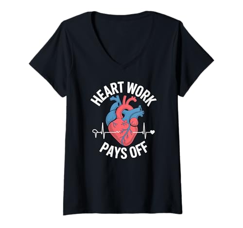 Damen Heart Work Pays Off Cardiologe Cardiac Nurse T-Shirt mit V-Ausschnitt Damen Heart Work Pays Off Cardiologe Cardiac Nurse T-Shirt mit V-Ausschnitt von Motivational Cardiovascular Health Enthusiasts