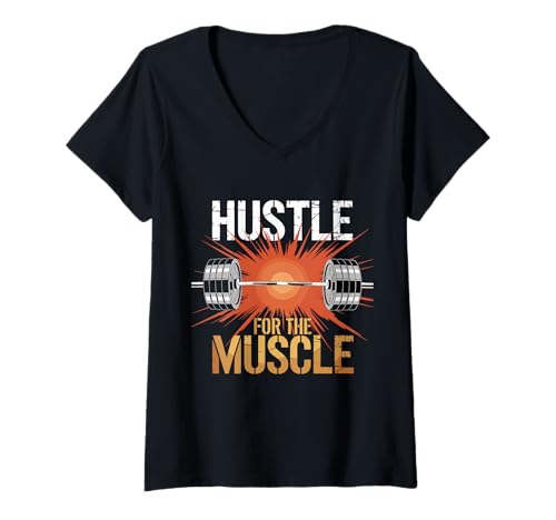 Damen Hustle For The Muscle Motivierendes Zitat T-Shirt mit V-Ausschnitt Damen Hustle For The Muscle Motivierendes Zitat T-Shirt mit V-Ausschnitt von Motivational Fitness Workout Gym Enthusiasts