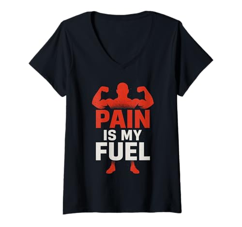 Damen Schmerz ist Mein Treibstoff — motivierende Fitnessbekleidung T-Shirt mit V-Ausschnitt Damen Schmerz ist Mein Treibstoff — motivierende Fitnessbekleidung T-Shirt mit V-Ausschnitt von Motivational Gym
